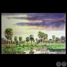 AGUADA EN EL CHACO PARAGUAYO - Acuarela de EMILI APARICI 